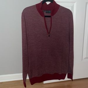 Bobby Jones 100% Merino Wool Quarter Zip Sweater, Size M, Red